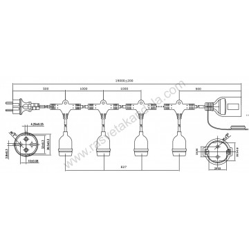 Baštenski svetlosni niz 15m 15xE27 crni