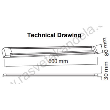 LED strela 60cm 30W 6400K GAMA-30X bela