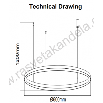 LED visilica 36W 4000K GRANDE-36 crna