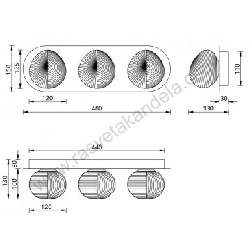 LED zidna lampa 12W 3000K PRISMA MAW9401-3 hrom+smoky