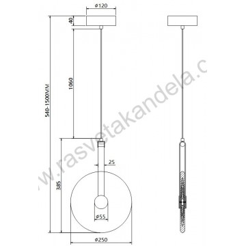 LED visilica 5W 3000K ALTO MAP9442-1L zlatna