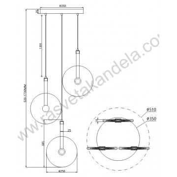 LED visilica 15W 3000K ALTO MAP9442-3 zlatna