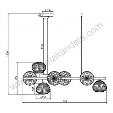 Luster visilica 7xG9 PRISMA MAP9526-7 staro zlato+amber