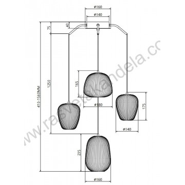 LED visilica 16W 3000K ETERNA MAP9461-4 crna+smoky