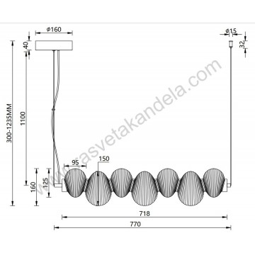 LED visilica 22W 3000K NIMBUS MAP9401-7A zlatna+amber