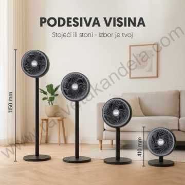 Podni ili stoni ventilator TURBO 75W SF10C/BK podesiv po visini