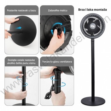 Podni ili stoni ventilator TURBO 75W SF10C/BK podesiv po visini