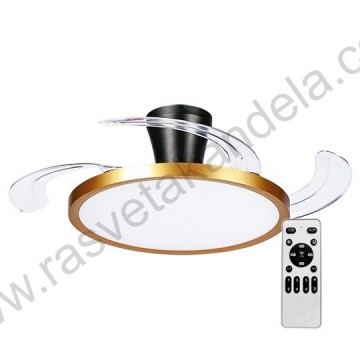 Luster ventilator sa LED svetlom MV5040-GB 30W 3000/4000K/6500K crno zlatni