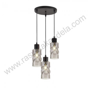 Luster visilica 3xE27 WIND SMOKE-3R metal/staklo