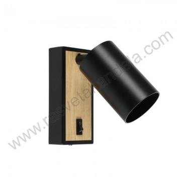 Spot lampa 1xGU10 BOXER crna+drvo sa prekidačem