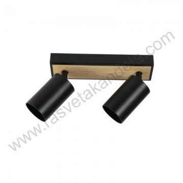Spot lampa 2xGU10 BOXER-2L crna+drvo