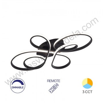 Led luster plafonjera 3CCT 60W crna sa daljinskim BRY-NELA-SR2-RND-BLC