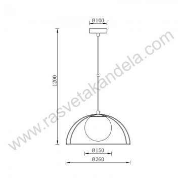 Visilica 1xE27 metalna crna BRY-W004R-1H