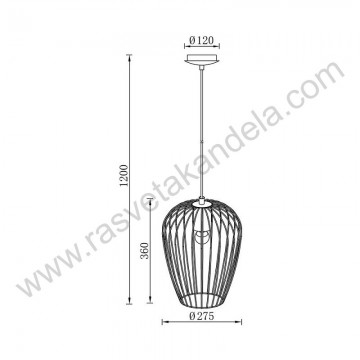 Visilica 1xE27 metalna crna BRY-W005R-1H