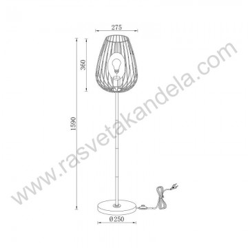 Podna lampa 1xE27 crna BRY-W005T-1H