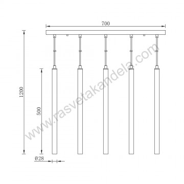 Visilica 5xG9 BRY-G007S-1H crna