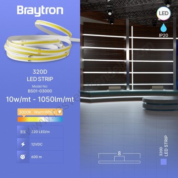 COB LED traka 3000K 5m 12V 10W/m 320d IP20