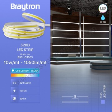COB LED traka 6500K 5m 12V 10W/m 320d IP20