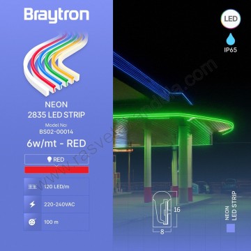 NEON LED traka crvena 100m 220V 6W/m 120d IP65