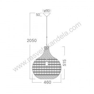 Ratan visilica 1xE27 BRY-D003R-1H