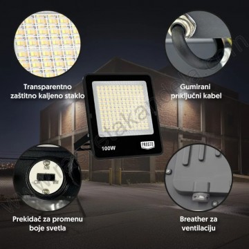 LED reflektor 100W 3000/4000/6500K LRF043CCT-100W