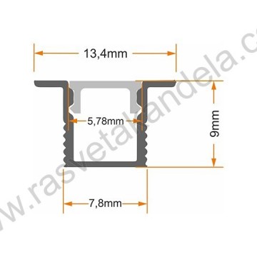 Aluminijumski profil ugradni MA079 2000x13,4x9mm set sa difuzorom sivi