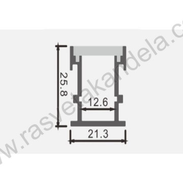 Aluminijumski profil ugradni MA631 2000x21,3x25,8mm set sa difuzorom sivi