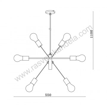 Visilica 6xE27 BRY-G004C-6H crna
