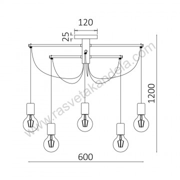 Luster visilica 6xE27 BRY-G004C-6H crna