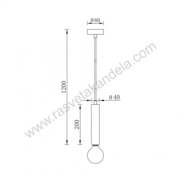 Visilica 1xE27 BRY-G005R-1H crna