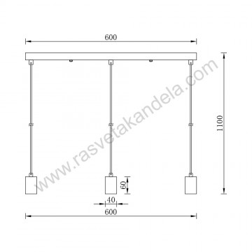 Visilica 3xE27 BRY-G006S-3H crna