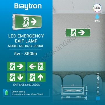 Panik lampa ugradna LED 5W 6500K IP65 BRY-EXIT-LED