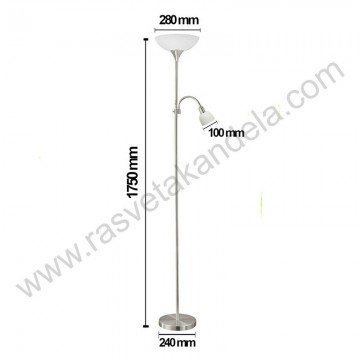 Podna lampa VARESE bela sa telom u mat hrom boji