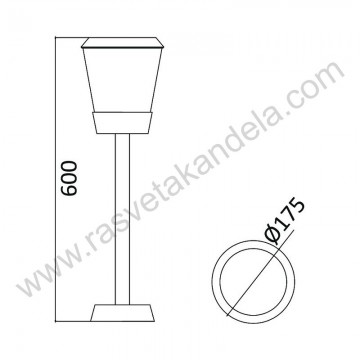 Baštenska stubna lampa 1xE27 60cm BRY-PARIS-600 siva