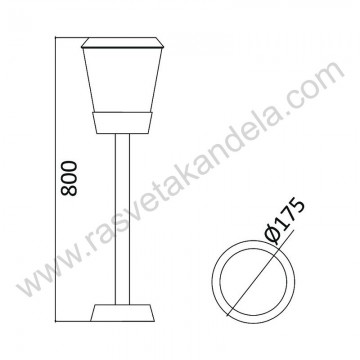 Baštenska stubna lampa 1xE27 80cm BRY-PARIS-800 siva