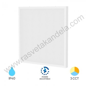 Led panel nadgradni 3CCT 600x600mm 30/40/50W beli IP40