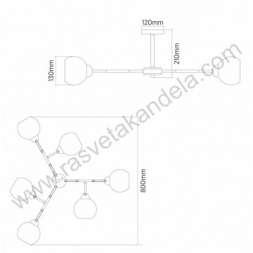 Luster 6xE27 M11090-6 crno-zlatna