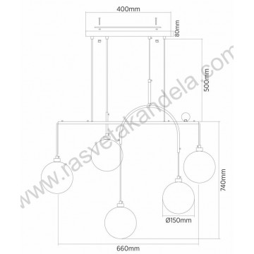 Visilica 5xG9 M11091-5 crno-zlatna