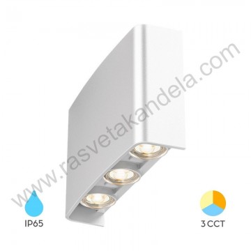 Baštenska zidna LED lampa 6W 3000/4000/6500K bela BRY-VECTOR