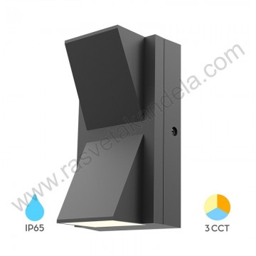 Baštenska zidna LED lampa 12W 3000/4000/6500K tamno siva BRY-VEKTA