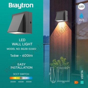 Baštenska zidna LED lampa 6W 3000/4000/6500K tamno siva BRY-VEKTA