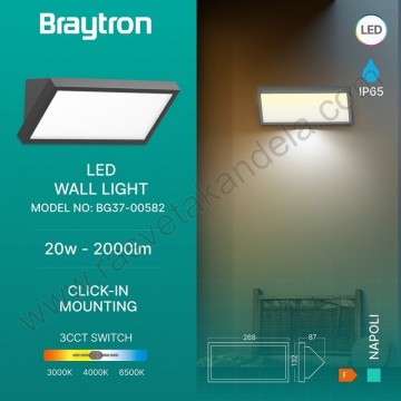 Baštenska zidna LED lampa 20W 3000/4000/6500K tamno siva BRY-NAPOLI