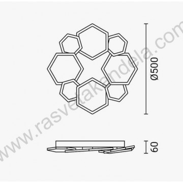 LED luster plafonjera fi50cm 68W 3000/4000/6000K sa daljinskim 12827