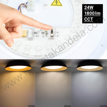 LED plafonjera 24W 3000/4000/6000K boja drveta+crna