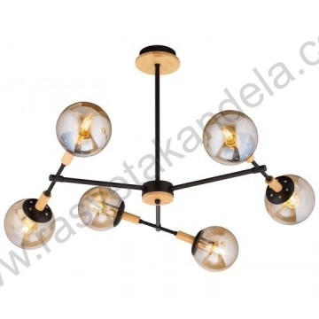 Luster 6xE27 M11081-6 boja drveta+crna