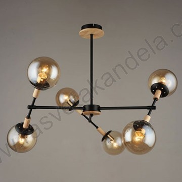 Luster 6xE27 M11081-6 boja drveta+crna