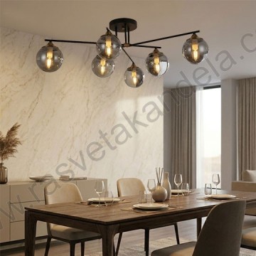 Luster plafonjera 6xE27 M11080-6 crna+zlatna