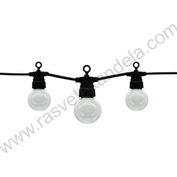 Baštenski svetlosni niz 8m 10xE27 crni sa sijalicama