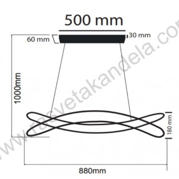 LED visilica 100W 3CCT sa daljinskim MONARCH-100 crna