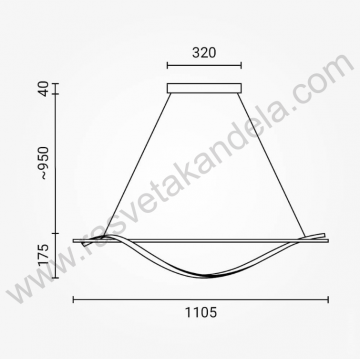 Led visilica 17W 3000K crna Optonica